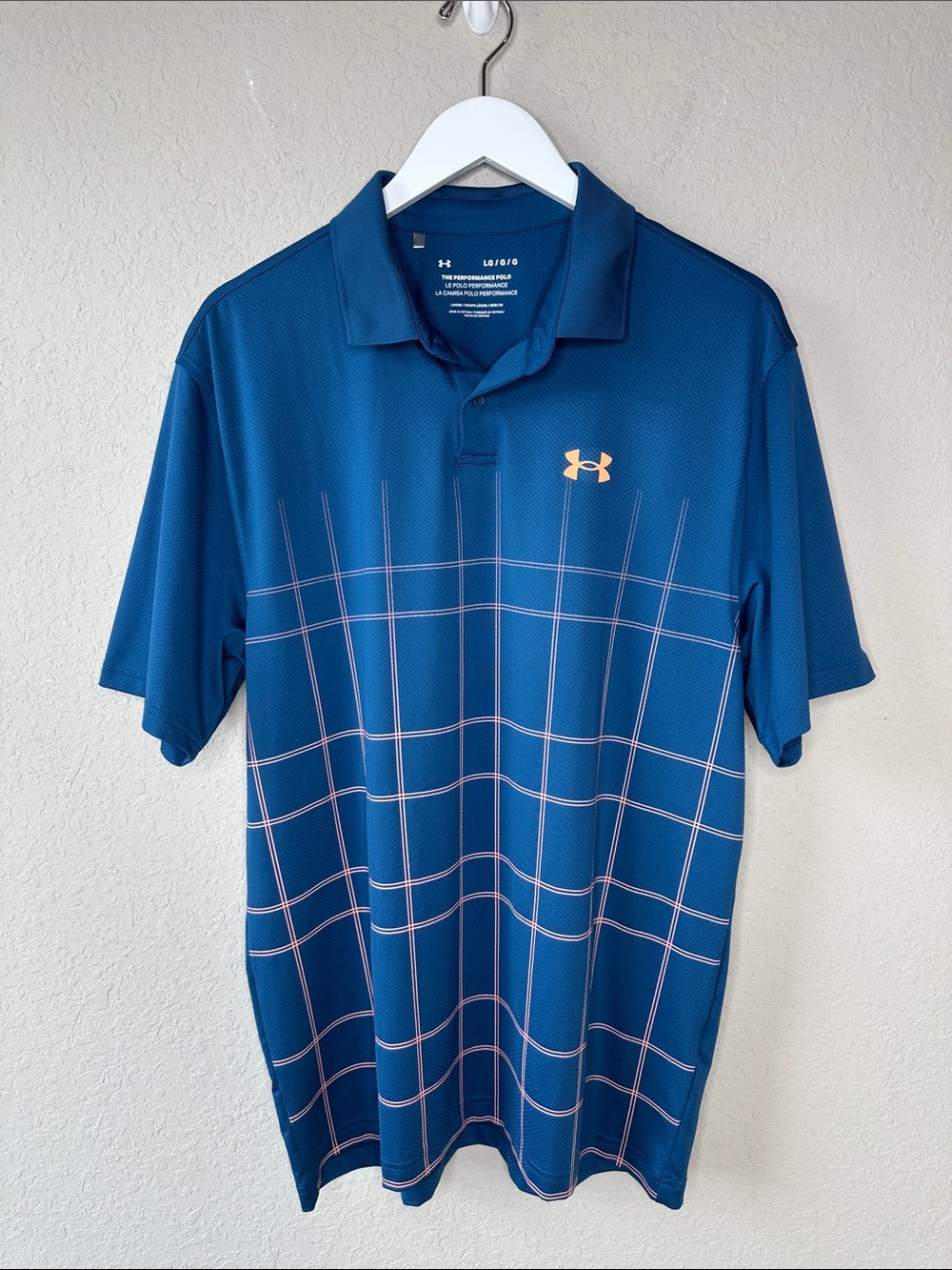 Under Armour Mne's Performance Polo Shirt Size Large Blue Orange